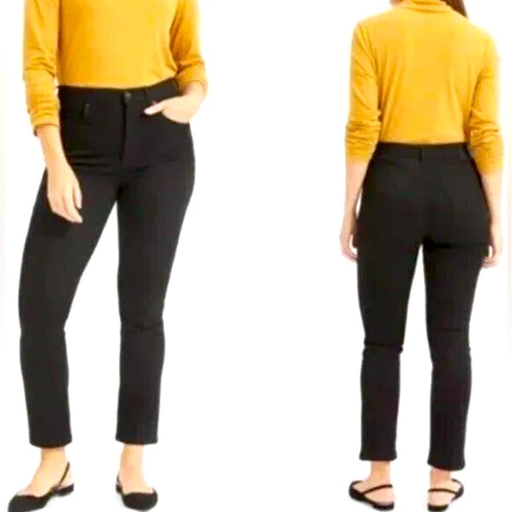 Everlane slim straight cigarette ankle jean, button fly, black size 29